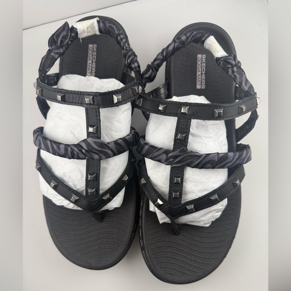 Skechers Black and Gray Strappy Sandals